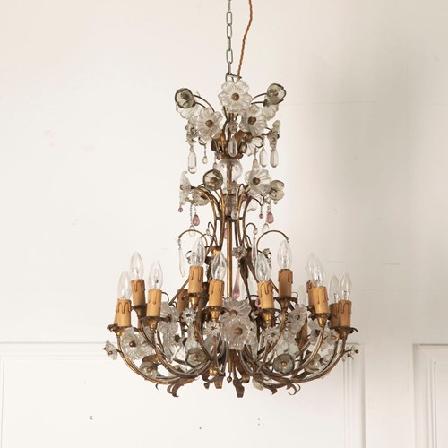 Mid-Century Chandelier With Gilt Frame