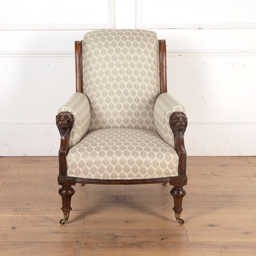 English 19Th Century Lion's Head Armchair