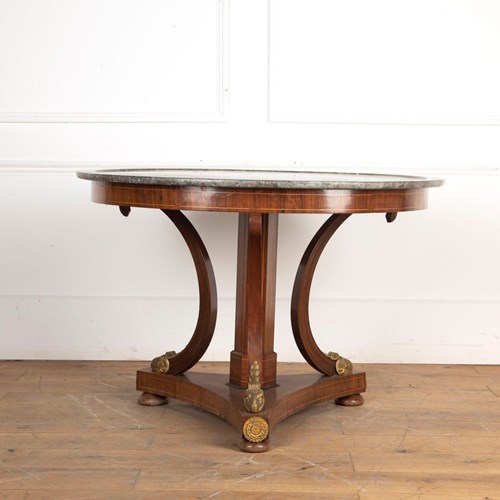 19Th Century Mahogany And Marble Centre Table