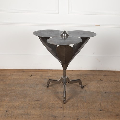 20Th Century Art Deco Polished Steel Flower Table