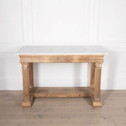 19Th Century Italian Architectural Bleached Walnut Console Table