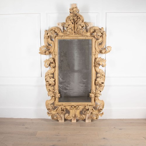 Large 19Th Century Italian Carved Mirror