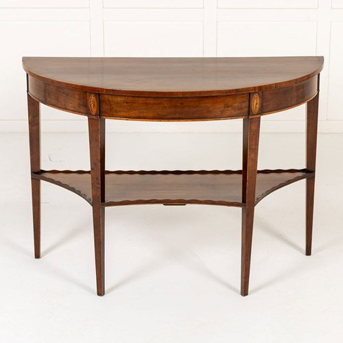 18Th Century English Yew Demi Lune Side Table
