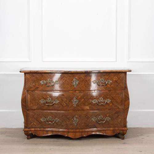 18Th Century French Parquetry Bombe Commode