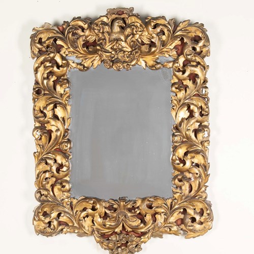18Th Century Italian Carved Giltwood Mirror