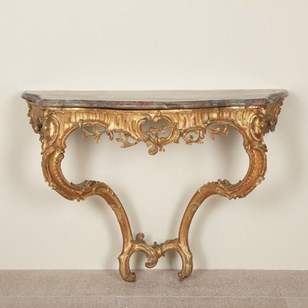 18Th Century Italian Giltwood Marbl...