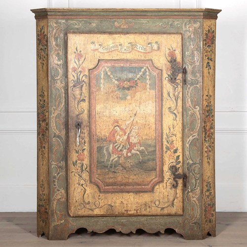 18Th Century Original Painted Tyrolean Cupboard