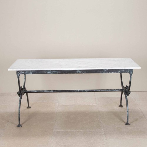 1950S French Iron And Marble Butchers Table