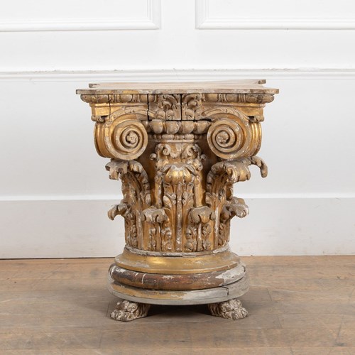 19Th Century Corinthian Parcel Gilt Pedestal Table