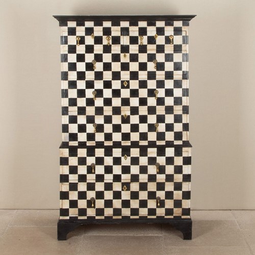 19Th Century English Chequer Painted Chest On Chest