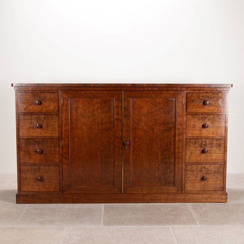 19Th Century English Mahogany Low Linen Press
