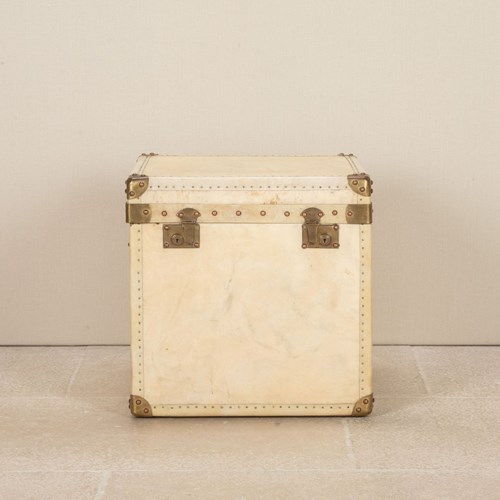 19Th Century English Vellum Trunk With Brass Fixtures