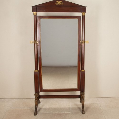 19Th Century French Empire Cheval Mirror
