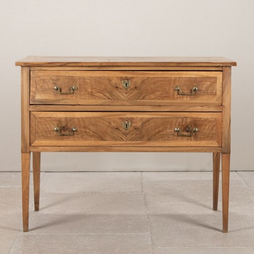 19Th Century French Inlaid Walnut Two Drawer Commode