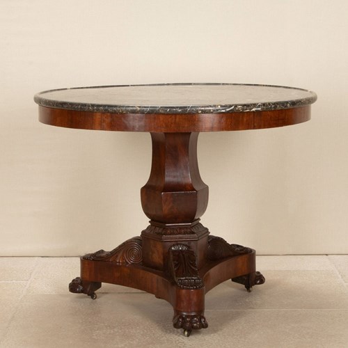 19Th Century French Louis Philippe Flame Mahogany Gueridon