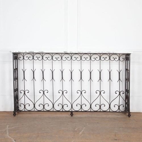 19Th Century French Marble Topped Wrought Iron Console