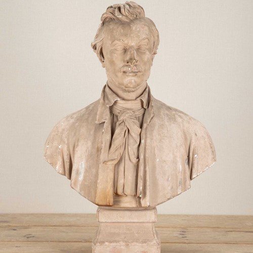 19Th Century French Plaster Portrait Bust By Louis Desprez