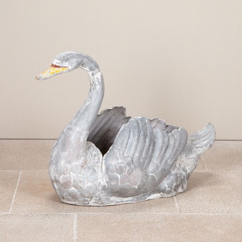 19Th Century French Zinc Swan Planter