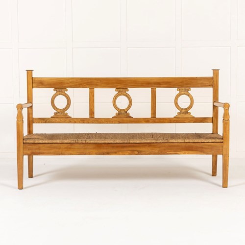 19Th Century Italian Cherrywood Rush Seat Bench
