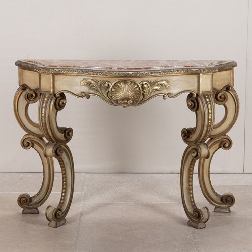 19Th Century Italian Marble Top Console Table