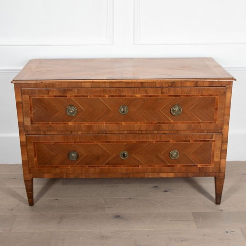 19Th Century Italian Two Drawer Inlaid Commode