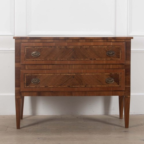 19Th Century Italian Walnut Two Drawer Commode