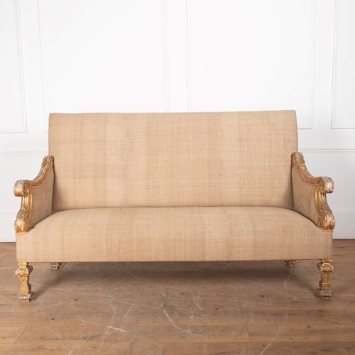 19Th Century Louis XIV Style Giltwood Sofa