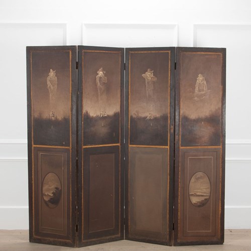 19Th Century 'Pierrot' Four-Fold Screen