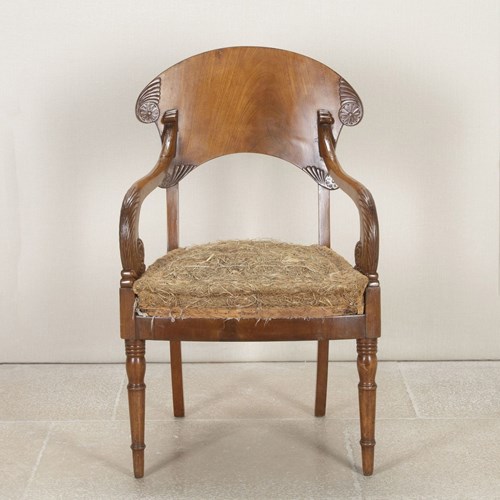 19Th Century Russian Satinwood Open Armchair