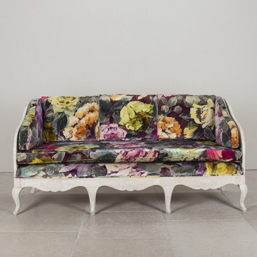 19Th Century Swedish Gustavian Sofa Recovered In Contemporary Velvet