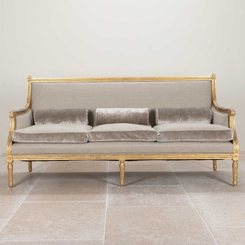 20Th Century French Neo-Classical Style Carved Giltwood Sofa By Maison Jansen