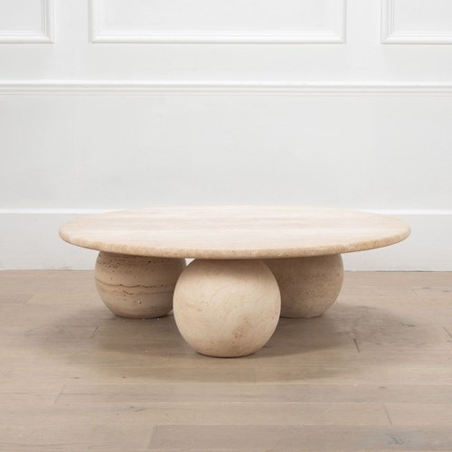 Contemporary Italian Travertine Coffee Table