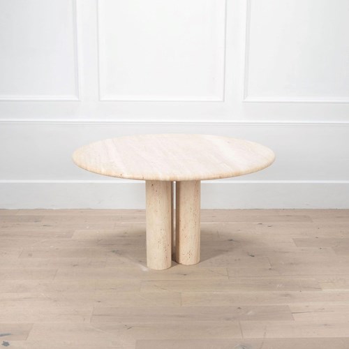 Contemporary Italian Travertine Round Dining Table