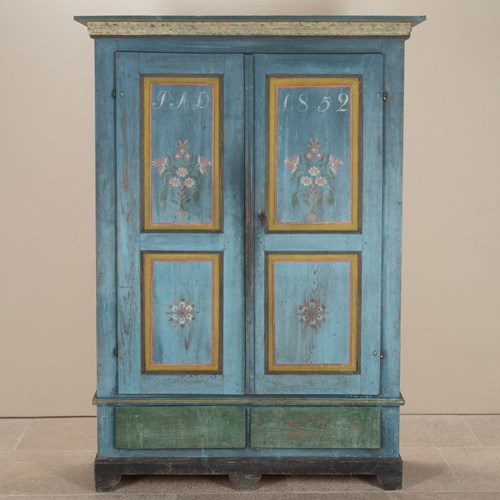 Early 19Th Century Swedish Original Painted Cupboard