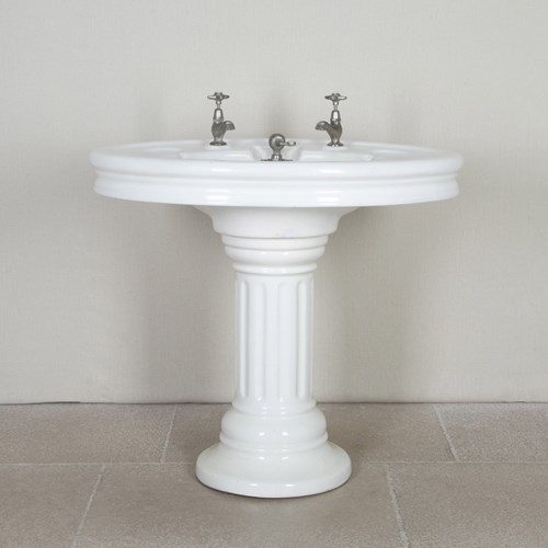 Early 20Th Century French Chateau Washbasin On Pedestal