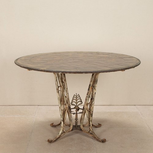 Early 20Th Century French Iron, Brass And Copper Table