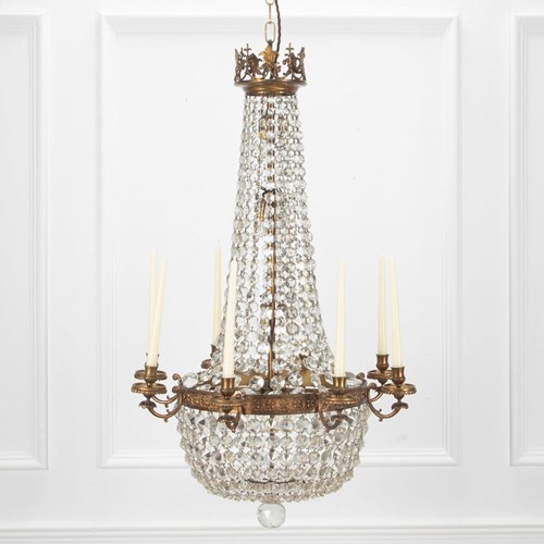 Early 20Th Century Waterfall And Bag Chandelier