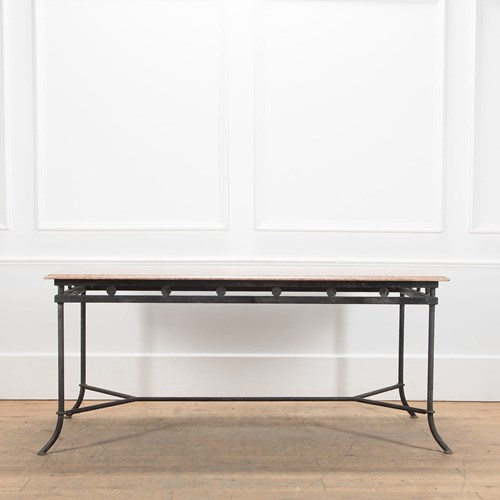 French 20Th Century Wrought Iron And Marble Table