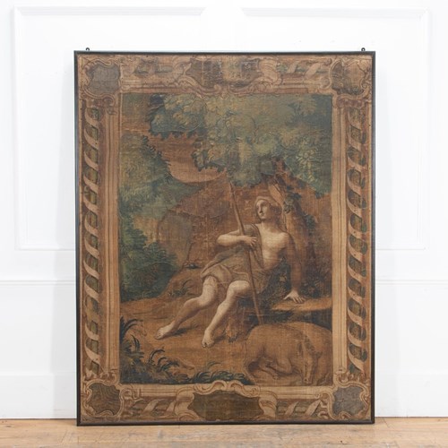 Grand Scale French 17Th Century Toile Fabric Wall Painting