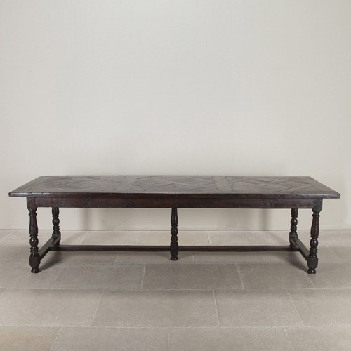 Large 17Th-18Th Century Parisian 'Versailles Parquetry' Oak Refectory Table