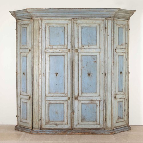Large 18Th Century Blue Painted Italian Cupboard