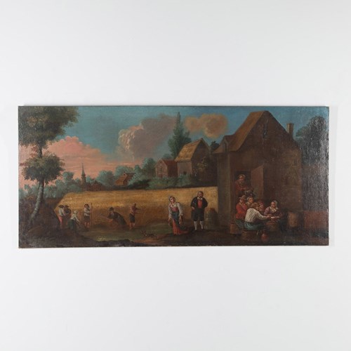 Large 18Th Century Flemish Oil On Canvas Painting