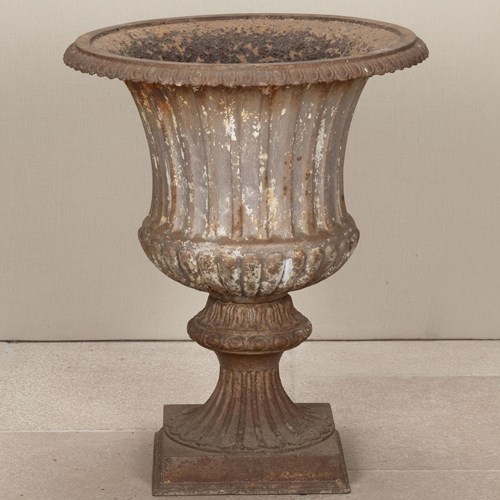 Large 19Th Century Cast Iron Garden Urn