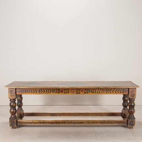 Large 19Th Century Dutch Painted Table