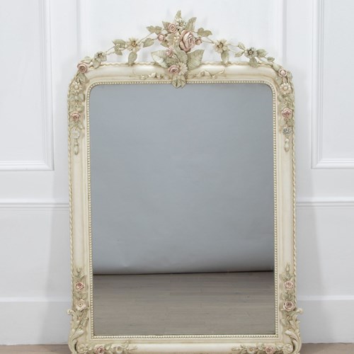 Large 19Th Century Louis Philippe Painted Mirror