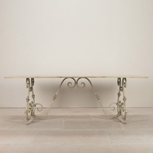 Large 20Th Century French Wrought Iron Garden Table