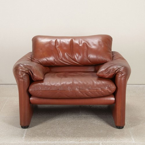 Large 20Th Century Italian Leather Armchair