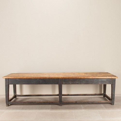 Large Early 20Th Century English Farmhouse Pine Kitchen Table