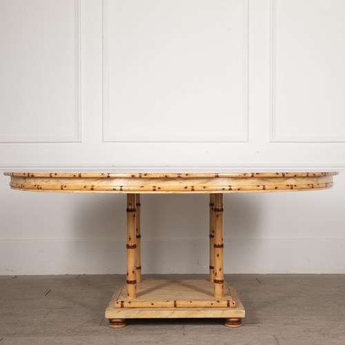20Th Century Large French Faux Bamboo Dining Table