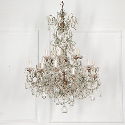 Large Italian Cut Glass Eighteen-Light Chandelier